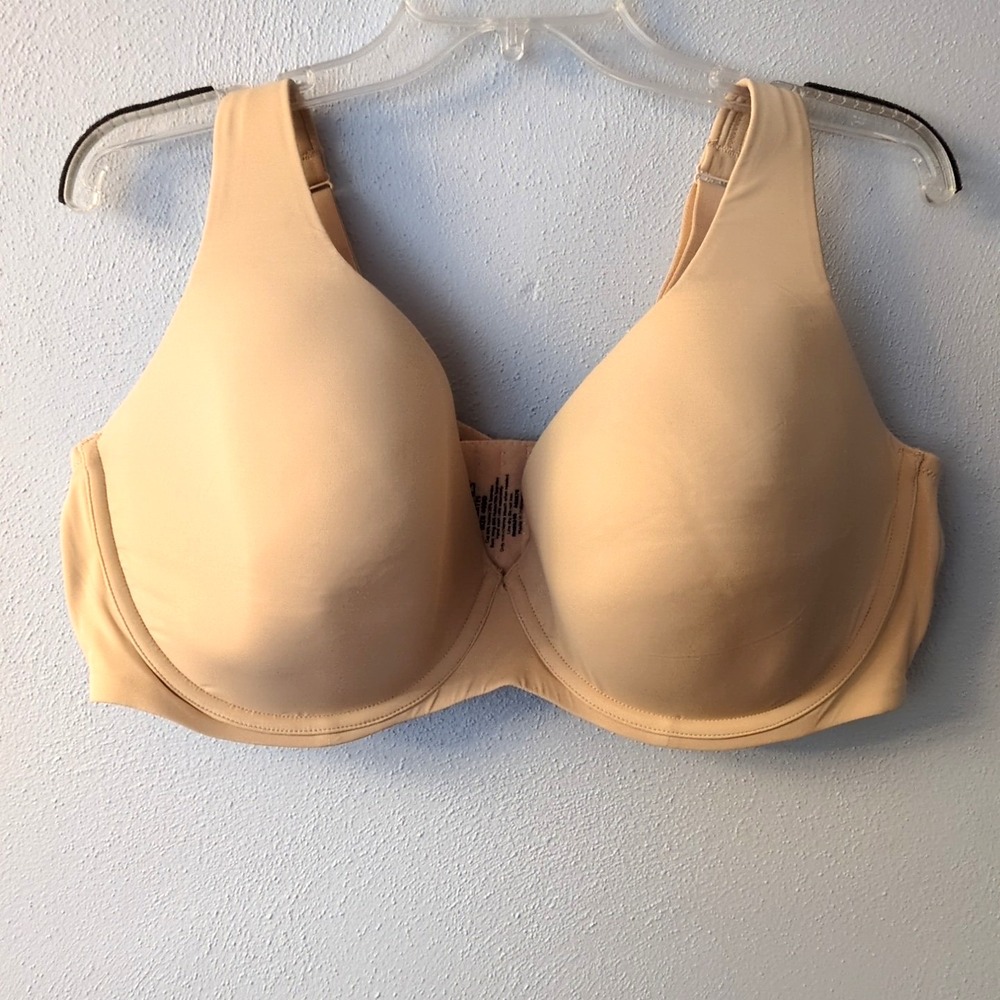 Catherines Bra Womens  Beige 46DD Underwire Plunge Lightly Padded Back Close NEW